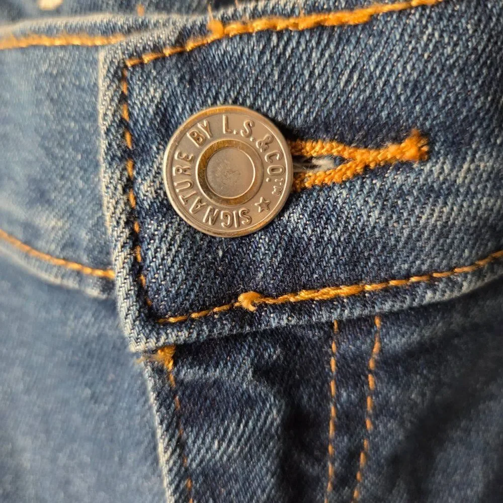 EUC SIGNATURE LEVIS STRAUSS HERITAGE MID RISE BOYFRIEND CUFFED JEANS SIZE 14 WMN
